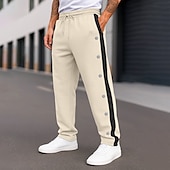 preiswerte Sweatpants-Herren Jogginghose Jogginghose mit weitem Bein Hose Trainingshose Gerade geschnittene Sweatpants Kordelzug Elastischer Bund Seitenknopf Einfach Komfort Atmungsaktiv Volle Länge Outdoor Täglich