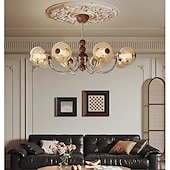 cheap Chandeliers-French Mid - Century Wood &amp; Glass Chandelier, American Retro, Multi - Room Elegance