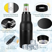 Χαμηλού Κόστους Ποτήρια &amp; Κούπες &amp; Σκεύη Πόσης-ψυγείο μπουκαλιών και κουτιών μπύρας, θήκη μπύρας από ανοξείδωτο ατσάλι με μόνωση κενού με ανοιχτήρι, ταιριάζει σε λεπτά κουτιά και μπουκάλια, ψυγείο ποτών με διπλό τοίχωμα για άνδρες, μαύρο μεσάνυχτα