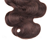 abordables 3 paquets extensions cheveux humains-Extensions de cheveux humains brésiliens ondulés couleur brun foncé 2#, 3 paquets de 12 à 24 pouces
