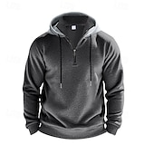 economico felpe in pile-Per uomo Felpa con cappuccio Felpa con cappuccio in pile Aalbicocca Rosso bordeaux Nero Bianco Rosso Con Cappuccio Blocco di colori Con zip Blocco di colore Zip a un quarto Sport &amp; Outdoor Quotidiano