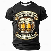 お買い得  メンズおもしろTシャツ-オクトーバーフェスト 男性用 ビール Tシャツ 半袖 Tシャツ 3Dプリント クルーネック シャツ ファッション 誇張された 日常 パーティー ストリート カジュアル ブラック ブルー グリーン 夏 春 衣類 S M L XL XXL XXXL