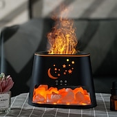 preiswerte Dekorative Lichter-1 Stück Aromatherapie-Maschine aus natürlichem Stein, Luftbefeuchter, buntes Flammen-Atmosphärenlicht mit ätherischem Ölzusatz, hohler Stern, Mond, Salzstein, dekoratives Licht, Fernbedienung, Timing,