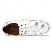 economico sandali da esterno-Scarpe da passeggio traspiranti da uomo bianche con ritagli – mocassini estivi casual con suola morbida per la guida, le vacanze al mare, l&#039;esplorazione della città e il comfort per tutto il giorno nelle giornate calde