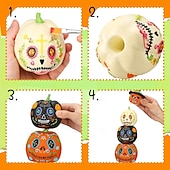 cheap Halloween Hanging &amp; Tabletop Decorations-4pcs Halloween Pumpkin Figurines - Resin Table Decorations for Holiday Party