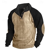 baratos Suéteres básicos-Homens Moletom com zíper Moletom Zip Moletom com capuz Adamascado Khaki claro. Preto Vinho Verde Tropa Colarinho Clerical Bloco de cor Zip Up Bloco de cor Desportos e Ar livre Casual Diário Roupa de