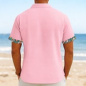 voordelige Vakantie-Voor heren Overhemd Linnen overhemd Zomer overhemd Strand Kleding Overhemd met knopen Effen Kleur Vakantie Curise Zwart Blozend Roze Groen Licht Blauw Korte mouw Kraag Zomer Lente zomer Kleding