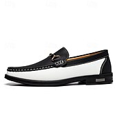 cheap Men&#039;s Slip-ons &amp; Loafers-Men&#039;s Green and White Faux Leather Moccasin Loafers Fashion Slip-On Driving Shoes for Casual Wear and Spring Outfits
