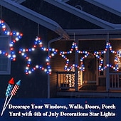 billige USB-drevet-1 stk patriotiske hengende lys smijern rød hvit blå femtakket stjerne 4. juli uavhengighetsdag 250-årsjubileum minnedag gårdsplass balkong veranda fest