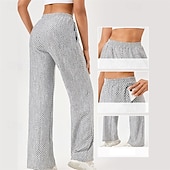 tanie Spodnie i Bloomersy do jogi-Damskie Spodnie fitness Spodnie Pilates Spodnie do jogi Trójwymiarowa faktura plastra miodu Z kieszeniami Lekki Wysoka talia Pilates Siłownia Zumba Doły Jednokolorowe Żółty Różowy Czerwony Jesień