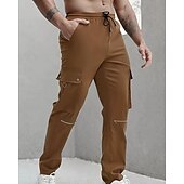 cheap Cargo Pants-Men&#039;s Cargo Pants Trousers Drawstring Elastic Waist Multi Pocket Plain Wearable Outdoor Daily Camping &amp; Hiking Fashion Classic Black Brown