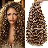 baratos Cabelo de crochê-Pacotes de 8 pacotes de cabelo de crochê com ondas oceânicas, cabelo de crochê pré-enrolado, extensão de cabelo longo e profundo, trança sintética para mulheres, cabelo preto natural de 18 polegadas