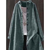 voordelige Overhemdjassen-Dames Overhemdjack Vrijetijdsjas Comfortabel Ademend Knop Afdrukken Casual Ruitjes Vakantie Straat Casual Alledaagse kleding Enkele rij knopen Lang Strijkijzer Normale pasvorm Lange mouw bovenkleding