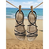 abordables Sandales de Vacances-Sandales plates beiges à brides élastiques pour femmes – Chaussures de plage légères et minimalistes pour les vacances d&#039;été, les tenues de villégiature et les tenues décontractées du quotidien