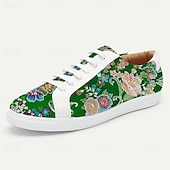 cheap Jacquard shoes-Men&#039;s Green Jacquard Fabric Sneakers Comfortable Low-Top Shoes with Floral Pattern Suitable for Casual Walking Daily Wear and Creative Outfits