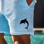 preiswerte 3D-Sweatshorts für Herren-Herren Delfin Meeresbewohner Waffel-Shorts Sweat-Shorts Freizeitshorts Mittlere Taille Modisch lässig Urlaub Joggen Trainieren Elastischer Kordelzug in der Taille Shorts mit Taschen Designer