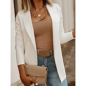 abordables Blazers et Costumes-Femmes Veste Décontractée Confortable Respirant Coupe ajustée Occasionnel Uni Vacances Travail Rue Occasionnel Ouvert devant Régulier Col Rabattu Coupe régulière manche longue Vêtements d&#039;extérieur