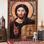 Недорогие Религиозный гобелен-Средневековый гобелен висячий гобелен византийское искусство большой гобелен настенная роспись фотографический фон одеяло занавеска декор для дома спальни гостиной Христос Пантократор