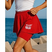 preiswerte Laufshorts-Damen Sport Leggings Laufrock mit Strumpfhose Elastischer Bund Strumpfhosen Sport &amp; Outdoor Lässig Schnelltrocknend Leicht Elastisch Atmungsaktiv Tennis Golfspiel Laufen Normale Passform