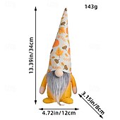 ieftine Ziua Recunoștinței și decorarea de toamnă-Decor de pluș gnom de toamnă, păpușă fără chip în picioare cu pălărie de dovleac în carouri, decor de masă pentru recolta de Ziua Recunoștinței pentru casă, ornament de raft de toamnă