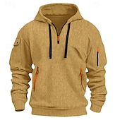 abordables sudaderas basicas hombre-Hombre Sudadera Sudadera con capucha y cremallera de un cuarto Negro Blanco Rojo Azul Piscina Caqui Con Capucha Plano Jacquard Bolsillo Deporte Diario Festivos Poliéster Ropa de calle Básico Casual