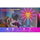 baratos Fitas de Luz Inteligentes-Luzes LED de Fogos de Artifício Inteligentes USB Decorativas para Quarto Luzes LED que Mudam de Cor com Efeito de Explosão Controle Remoto do App da Tira RGB para Halloween