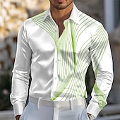 preiswerte Herren Satin Hemd-Herren Geometrisch Farbverlauf Wellen Satinhemd Kleidhemd Knopfhemd Langarm Modisch lässig Urlaub Täglich Sommer Frühling Herbst Umlegekragen Hemden mit Kragen 3D-Druck Gelb Blau Purpur Grün Grau