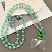economico Altre cover per cellulari-Nuova varietà di custodie per telefono con fiori colorati, con catena a croce diagonale, perline in acrilico, tracolla singola, corda per appendere il telefono, ciondolo di perle per donna