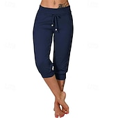billige cargobukser for kvinner-Dame Capri-bukser Søndagsshorts Gatemote Fritid Kalv lengde Medium Midje عادي Elastisk midje Snorer Pusteevne Myk Mikroelastisk Feriereise Gate Dagligdagstøy Svart Rosa Navyblå Grønn Sommer Normal