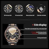 economico Orologi al quarzo-OLEVS 3645 orologio da uomo, orologio al quarzo originale di alta marca, cronografo multifunzionale in legno massello, orologio con fasi lunari