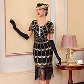 levne Šaty-Retro Řvoucí 20s 20. léta 20. století Bubenové šaty Šaty Úbory Velký Gatsby Svatební host Flitry Třásně Maškarní kostým Dámské Vánoce předvečer Všech svatých Karneval Párty a večer Svatební hostina