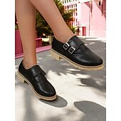 abordables Années 1950-Chaussures richelieu en cuir verni crème pour femme – Chaussures plates vintage à double boucle pour un usage quotidien ou des tenues d&#039;inspiration rétro