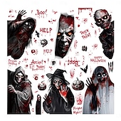 cheap Halloween Stickers-9 Sheets Halloween Static Window Clings Stickers, Grim Reaper, Ghost, Bat and Skeleton Glass Decals, Removable Halloween Party Decorations for Windows and Storefronts