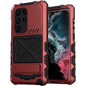 Недорогие Чехлы для Samsung-телефон Кейс для Назначение SSamsung Galaxy S24 Ultra Plus S23 Ultra Кейс на заднюю панель Магнитный адсорбционный футляр со стендом Поддержка беспроводной зарядки Защита от удара