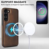 Χαμηλού Κόστους Samsung Θήκη-τηλέφωνο tok Για Samsung Galaxy S22 S22 Plus Ultra Α53 A52 Πίσω Κάλυμμα Μαγνητική Υποστήριξη ασύρματης φόρτισης Ανθεκτική σε πτώσεις Ρετρό TPU PU δέρμα