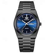 baratos Relógios Quartz-Um relógio masculino moderno e original com pulseira de liga de estilo empresarial, com classificação de resistência à água ipx7, data luminosa e visor de dia, caixa de relógio esportivo de quartzo