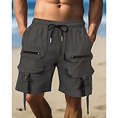 economico Vacanza-Per uomo Pantaloncini cargo Shorts Pantaloncini Estivi Coulisse Elastico in vita Multi-tasche Semplice Comodità Indossabile Lunghezza al ginocchio All&#039;aperto Sport Quotidiano Moda Casual Nero Marrone