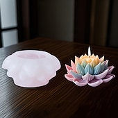 abordables Moisissure-Moule en silicone en forme de lotus - Bougie d&#039;aromathérapie DIY, décoration de mariage, ensemble de fabrication de bougies roses, cadeau unique pour la Saint-Valentin, la fête des mères, un