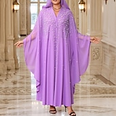 preiswerte Ausgefallene Kleider-Damen Langes Kleid Maxikleid Freizeitkleid Boho-Kleid Westernkleid Mode Muslim Outdoor Party Ferien Normale Passform Einfach Langarm Mit Kapuze Weiß Purpur Hellgrau Frühling Herbst