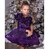 preiswerte Kleider für die Blumenmädchen-Kinder Mädchen Partykleid Einfarbig Langarm Leistung Netz Prinzessin Süß Netzstoff Knöchellang Etui-Kleid Tüllkleid Sommer Frühling Herbst Kinder Wein Blau Purpur