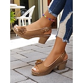 cheap Casual Sandals-Women’s Floral Cutout Slingback Sandals – Comfortable Chunky Heel Summer Sandals for Casual &amp; Garden Party Wear