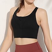 baratos Sutiãs esportivos &amp; coletes-Mulheres Sutiã de ioga Tanque Sutiã Pilates Roupa-Interior Suportes altos Respirável absorvente de suor Sem Fio Com almofadas Cor Sólida / Simples Esporte Roupas Esportivas Preto Azul Academia