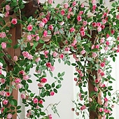 economico Piante e Fiori Artificiali-Bocciolo di rosa artificiale da appendere alla parete, finto fiore rampicante per decorare tubi del condizionatore e del riscaldamento, pianta rampicante in plastica per nascondere e decorare la casa