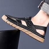 Χαμηλού Κόστους Υπαίθριες σάντες-Ανδρικά καφέ slip-on σανδάλια εξωτερικού χώρου με ελαστικά λουράκια και αναπνεύσιμο mesh επάνω μέρος για καλοκαιρινές περιπέτειες