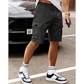 economico All&amp;#39;aperto-Per uomo Pantaloncini cargo Shorts Pantaloncini Estivi Coulisse Elastico in vita Multi-tasche Semplice Comodità Indossabile Lunghezza al ginocchio All&#039;aperto Sport Quotidiano Moda Casual Nero Cachi