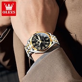 cheap Quartz Watches-OLEVS 3666 Luxury Man Watch Stainless Steel Waterproof Dual Calendar Classic Large Digital Dial Original Quartz Watches