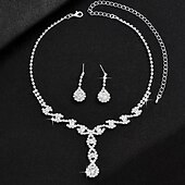 economico Parure di gioielli-Set di gioielli da sposa, 1 set di orecchini con zirconi e strass, collana e braccialetti, elegante e raffinato, set di gioielli da donna per matrimonio, lavoro, occasioni speciali