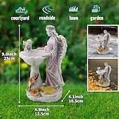 cheap Landscape Lights-1 Pc outdoor solar illuminated sculpture angel fountain ornament light courtyard garden park lawn path resin ornament decorative light