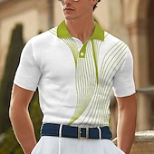 cheap Men&#039;s Geometric Polo-Men&#039;s Abstract Geometic Waffle Polo Shirts Short Sleeve Polo Shirts Collared Shirts Business Casual Business Athleisure Daily Wear 3D Print Buttons Summer Red Blue Green