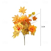 abordables acción de gracias y decoración de otoño-1 ramo de flores artificiales de otoño, corona de calabaza con hojas de arce para Acción de Gracias, arreglo decorativo para el hogar otoñal de Halloween